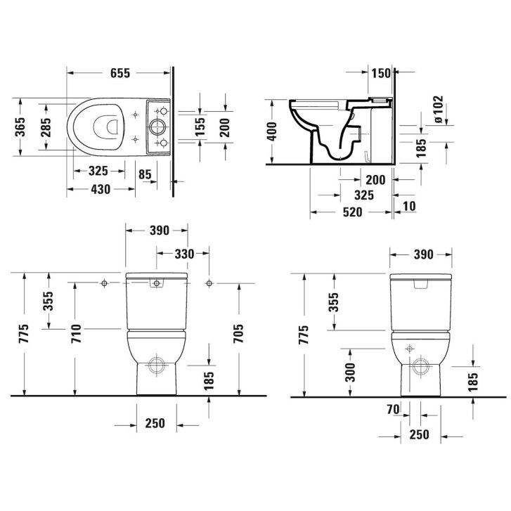 Duravit DuraStyle Basic - Splachovací nádržka, Dual-Flush, boční přívod, bílá 0941000005