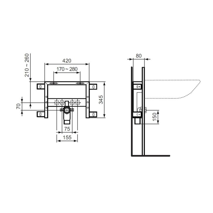 Ideal Standard ProSys - Předstěnová instalace pro umyvadla R016467
