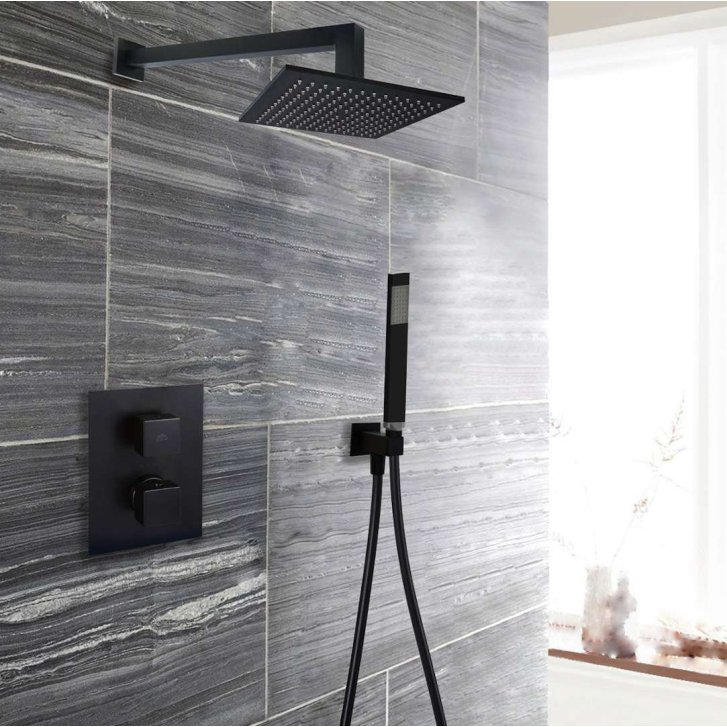Paffoni Ringo West - Sprchové rameno SQUARE, délka 40 cm, matná černá ZSOF063NO