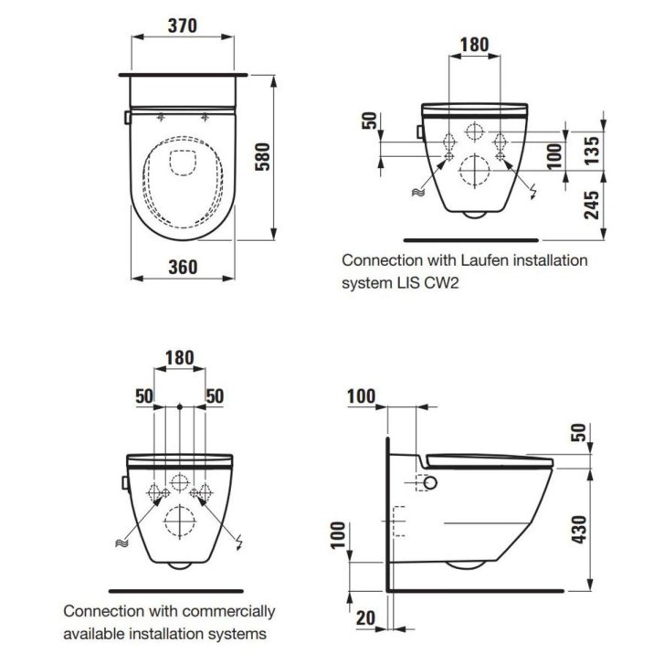 Laufen Cleanet Navia - Elektronický bidet s keramikou, Rimless, SoftClose, matná bílá H8206017570001