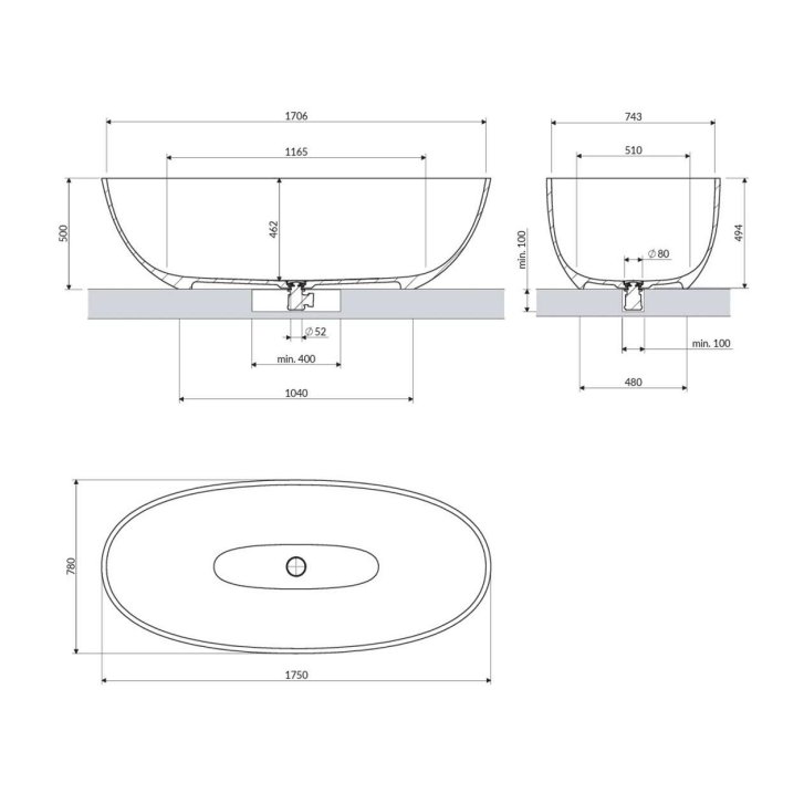 OMNIRES Shell M+ - Volně stojící vana, 175x78 cm, matná béžová SHELL175WWDB