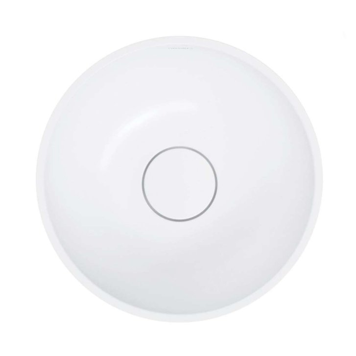 OMNIRES Shell M+ - Umyvadlo na desku, průměr 35 cm, bez přepadu, bez otvoru pro baterii, matná bílá SHELL350UNBM