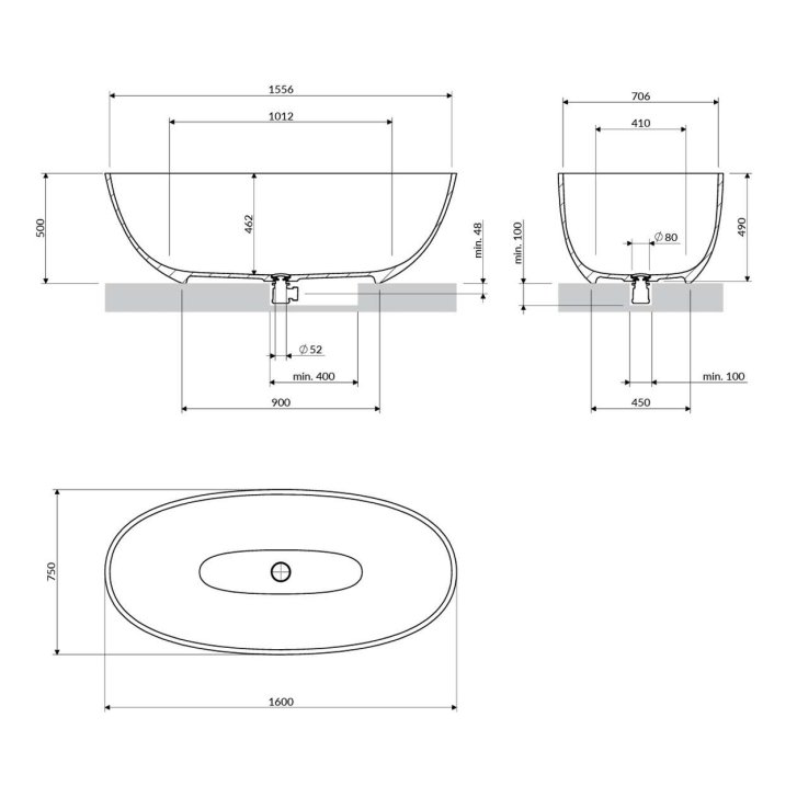OMNIRES Shell M+ - Volně stojící vana, 160x75 cm, matná béžová SHELLWWDB