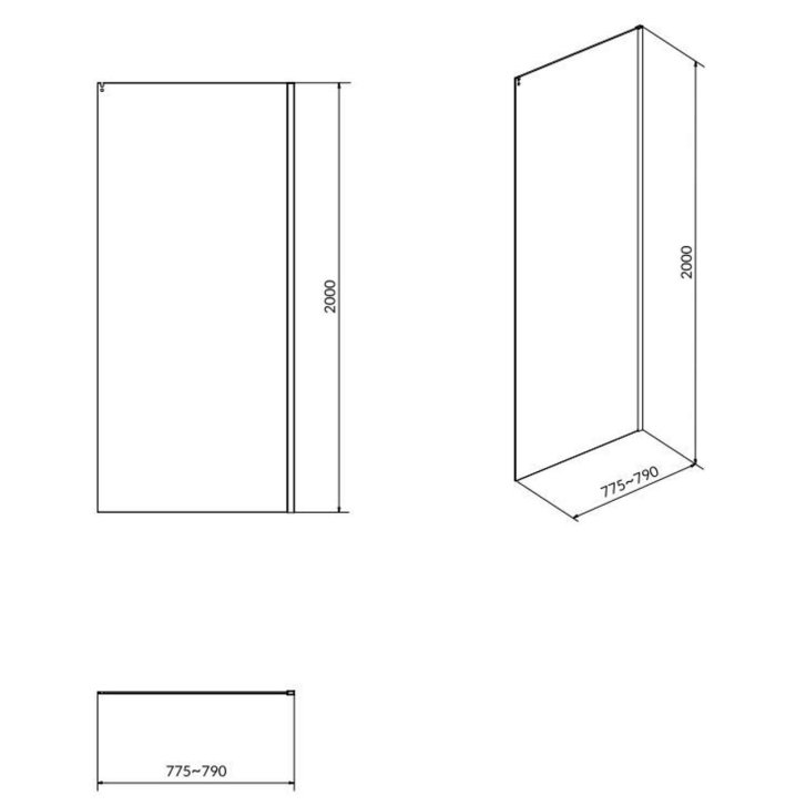 Cersanit Crea - Sprchová stěna 79 cm, chrom/čiré sklo S900-2613