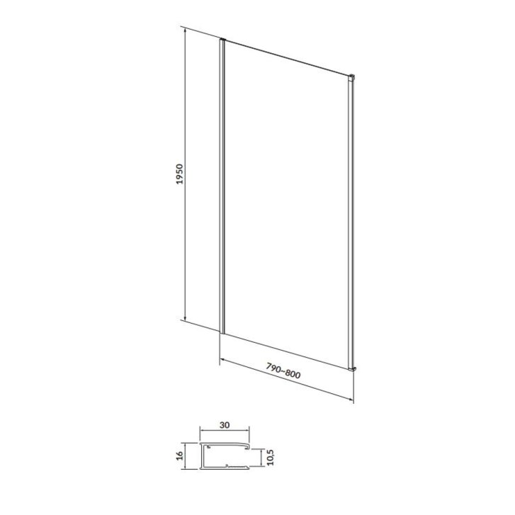 Cersanit Larga - Sprchová stěna 80 cm, chrom/čiré sklo S932-131