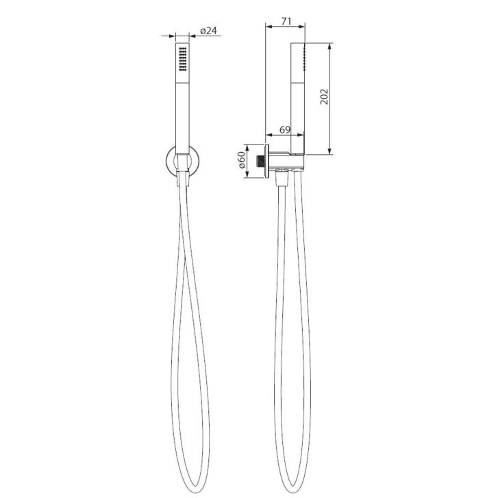 Cersanit Inverto - Set sprchové hlavice, držáku a hadice, chrom S951-708