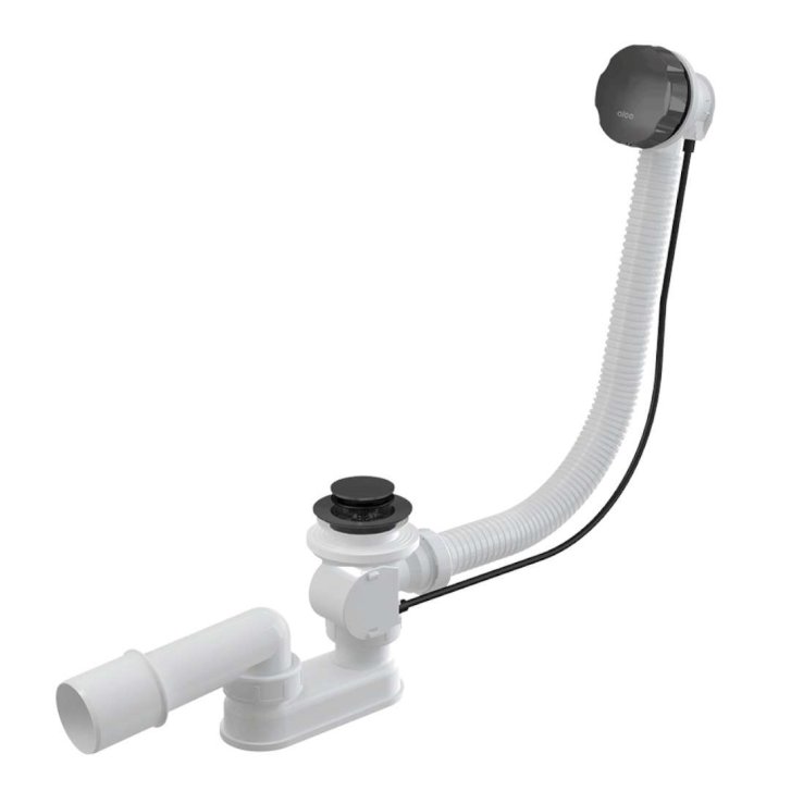 Alca - Vanová odtoková a přepadová souprava, délka 570 mm, lesklý gun metal A55K-GM-P