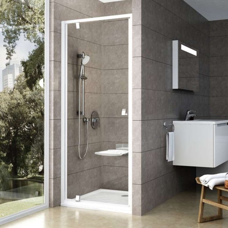 Ravak Pivot - Sprchové dveře pivotové, 90 cm, bílá/chrom/čiré sklo 03G70100Z1