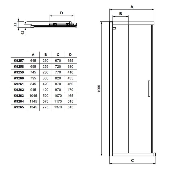 Ideal Standard Connect 2 - Posuvné sprchové dveře, dvoudílné, 140 cm, silver bright/čiré sklo K9265EO