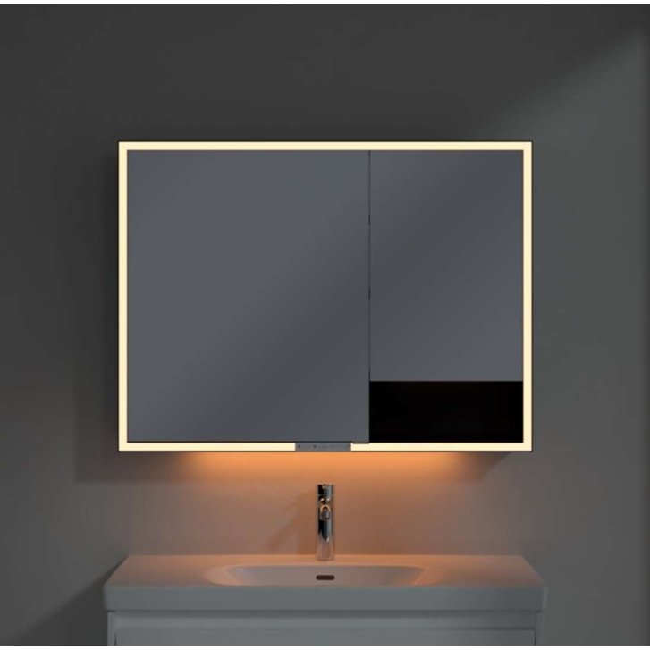 Villeroy & Boch My View+ - Zrcadlová skříňka s LED osvětlením 100x75x17 cm, 2 dvířka, šedá A4811000