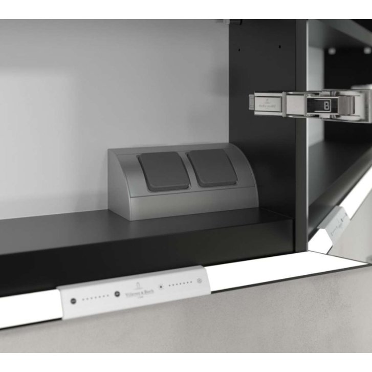 Villeroy & Boch My View+ - Zrcadlová skříňka s LED osvětlením 140x75x17 cm, 3 dvířka, Soft Green/matná černá B48214AF