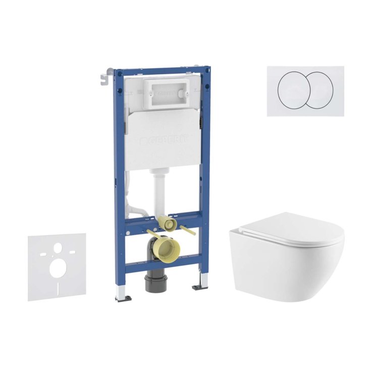 Geberit Duofix - Set předstěnové instalace, klozetu Oudee a sedátka softclose, tlačítko Delta, bílá SANI11CA31124