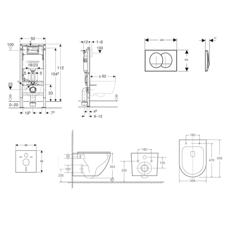 Geberit Duofix - Set předstěnové instalace, klozetu Oudee a sedátka softclose, tlačítko Delta, bílá SANI11CA31124