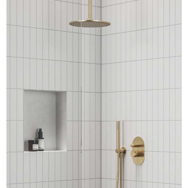 Ravak - Sprchové rameno stropní, 30 cm, kartáčované zlato X07P1243