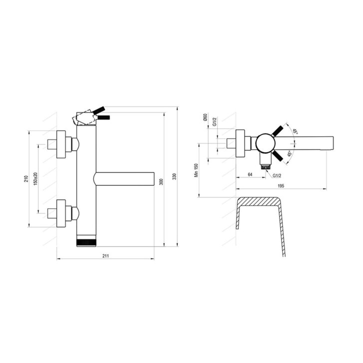 Ravak Nox - Vanová baterie, kartáčovaný grafit X070697