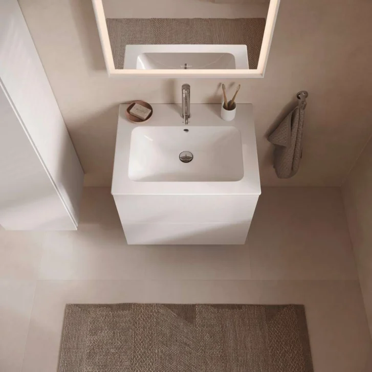 Duravit ME by Starck - Umyvadlo 63x49 cm, s přepadem, otvor pro baterii, DuraShield, bílá 233663AA00