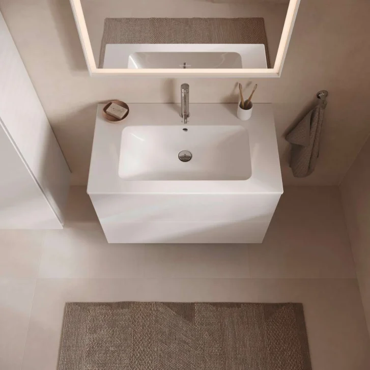 Duravit ME by Starck - Umyvadlo 83x49 cm, s přepadem, otvor pro baterii, DuraShield, bílá 233683AA00