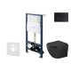 kielle Genesis New - Set předstěnové instalace, klozetu Oudee, Vortex Rimless+, sedátka softclose a tlačítka Gemini New II, matná černá 30528SS92