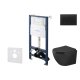 kielle Genesis New - Set předstěnové instalace, klozetu Oudee, Vortex Rimless+, sedátka softclose a tlačítka Gemini New III, matná černá 30528SS93