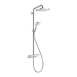 Hansgrohe Croma E Showerpipe - Sprchová baterie nástěnná termostatická, pevná sprcha + ruční sprcha, chrom 27630000