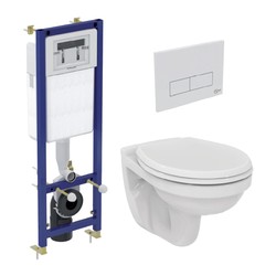 IS + V 1- SET- Podomítkový modul pro WC + tlačítko + závěsné WC (37x52,5 cm) + WC sedátko