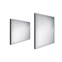 Černé zrcadlo NIMCO LED s podsvícením 80 x 70 cm