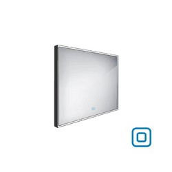 Černé zrcadlo NIMCO LED s podsvícením 80 x 70 cm s dotykovým senzorem