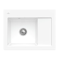 VILLEROY & BOCH Villeroy Boch SUBWAY: keramický dřez, umyvadlo vlevo, 650x510mm pro 1-otvorovou baterii, bílá Alpin CeramicPlus, 331201R1
