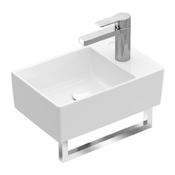 VILLEROY & BOCH Villeroy Boch MEMENTO 2.0: umývátko 400x260mm pro 1-otvorovou baterii, bílá Alpin, 43234001