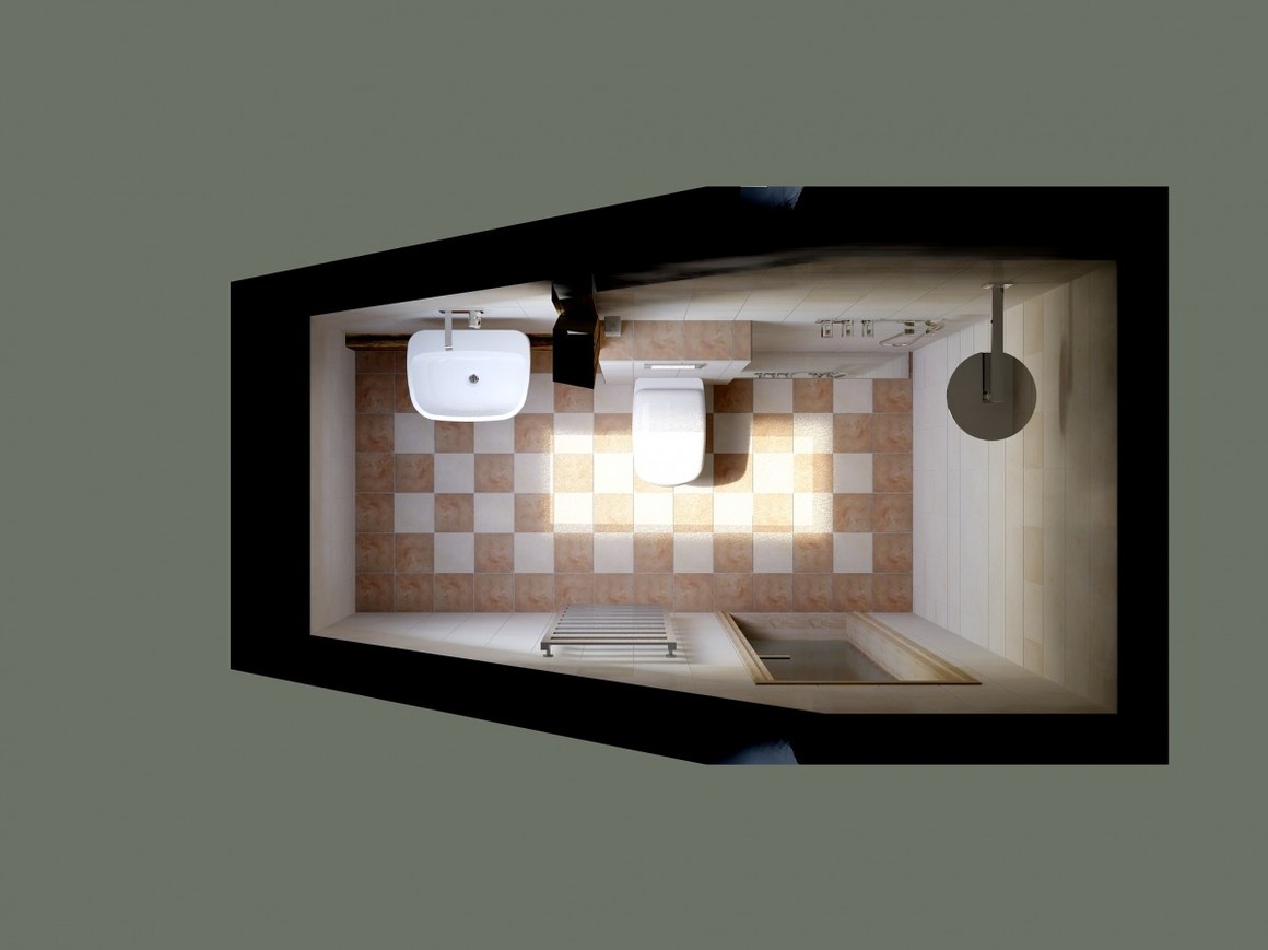 Grafický návrh malé koupelny shora