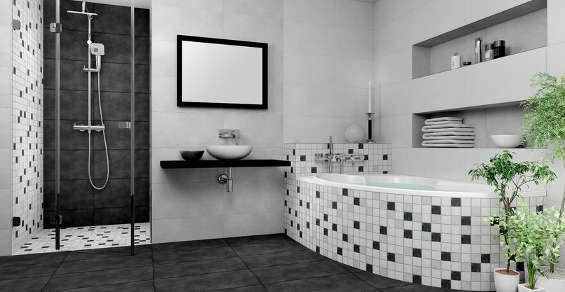 Černobílá koupelna – luxusní, elegantní i hravá