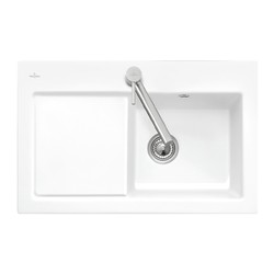 VILLEROY & BOCH Villeroy Boch SUBWAY: keramický dřez, umyvadlo vpravo, 780x510mm pro 1-otvorovou baterii, bílá Alpin CeramicPlus, 671401R1