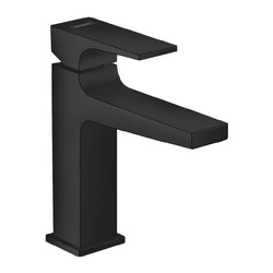 Hansgrohe Metropol - Páková umyvadlová baterie 110 s plnou pákou a odtokovou soupravou Push-Open, matná černá 32507670
