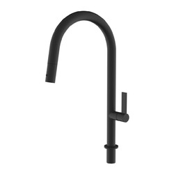 Teorema -Drezová baterie stojánková, otočné rameno "J" s výsuvnou sprchou, černá TE 17821BB