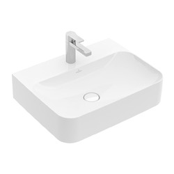 VILLEROY & BOCH Villeroy Boch FINION: umyvadlo, obdélníkové 600x470mm, broušené bez přepadu, bílá Alpin CeramicPlus, 41686LR1