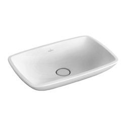 VILLEROY & BOCH Villeroy Boch LOOP & FRIENDS: umyvadlo na desku, obdélníkové 585x380mm bez plochy pro baterii, bílá Alpin, 51540101