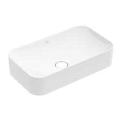 VILLEROY & BOCH Villeroy Boch FINION: umyvadlo na desku, obdélníkové 600x350mm, bez přepadu, bílá Alpin CeramicPlus, 414361R1