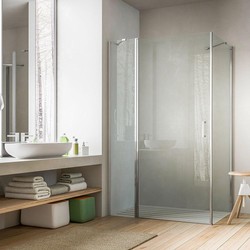 Glass 1989 Soho - Sprchový kout boční panel, velikost vaničky 90 cm, profily chromové, čiré sklo, GQL0004T500
