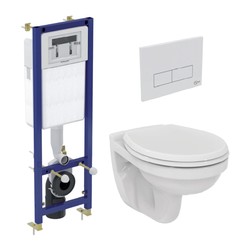 IDEAL STANDARD IS + V 1- SET- Podomítkový modul pro WC + tlačítko + závěsné WC (37x52,5 cm) + WC sedátko